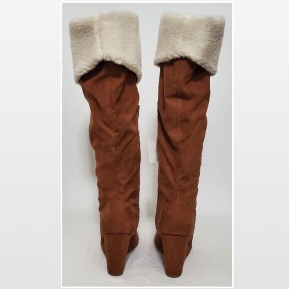New Tall Brown Wedge Boots Size 11 - Picture 10 of 16